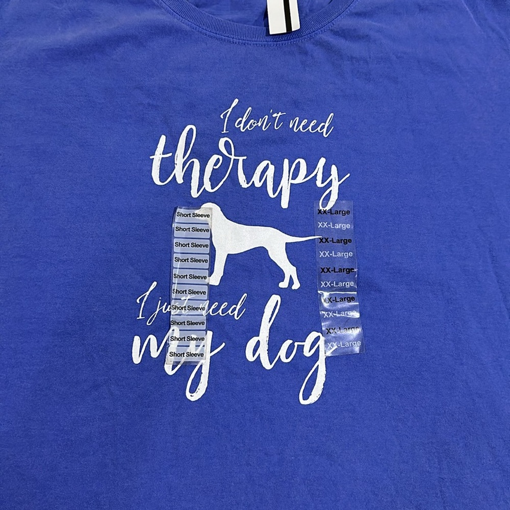 Blue therapy dog owner t shirt size 2xl new with tag